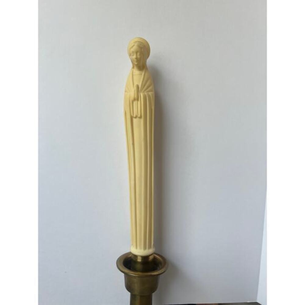 Vintage Mary Faux Candle, virgin mother, Figurine Altar, Rare Religious Decor